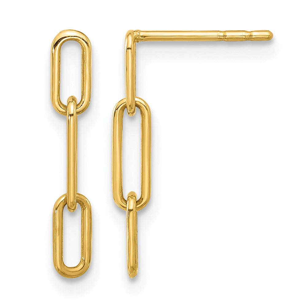 10K Polished Open Link Post Dangle Earrings