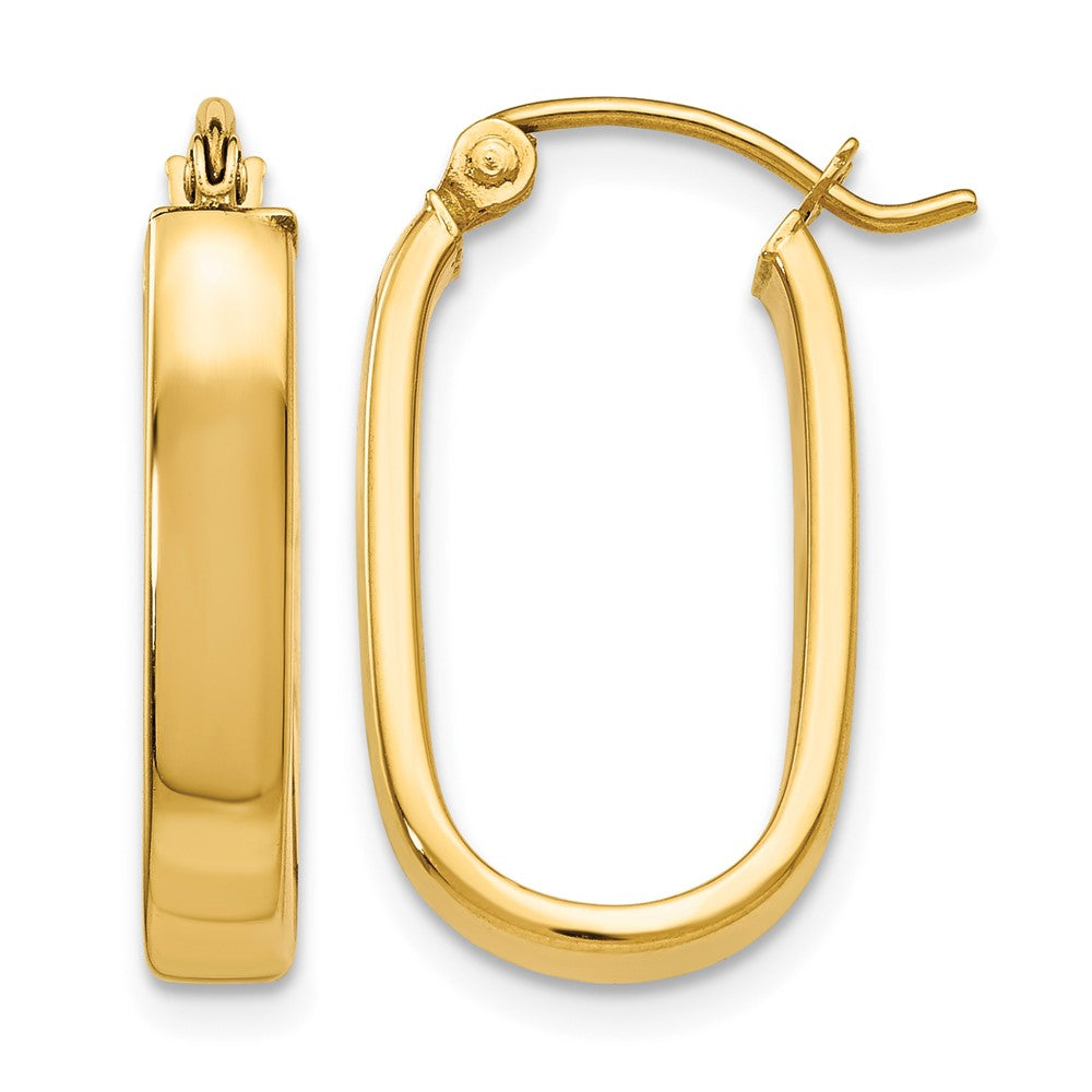10K Polished 3.5mm Oval Hoop Earrings