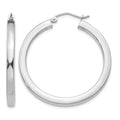 10k White Gold 3mm Polished Square Tube Hoop Earrings