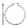 10k White Gold 3mm Polished Square Tube Hoop Earrings