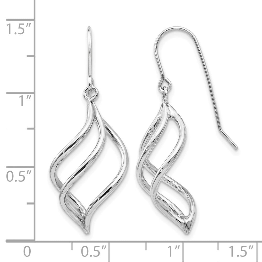 10k White Gold Swirl Dangle Earrings