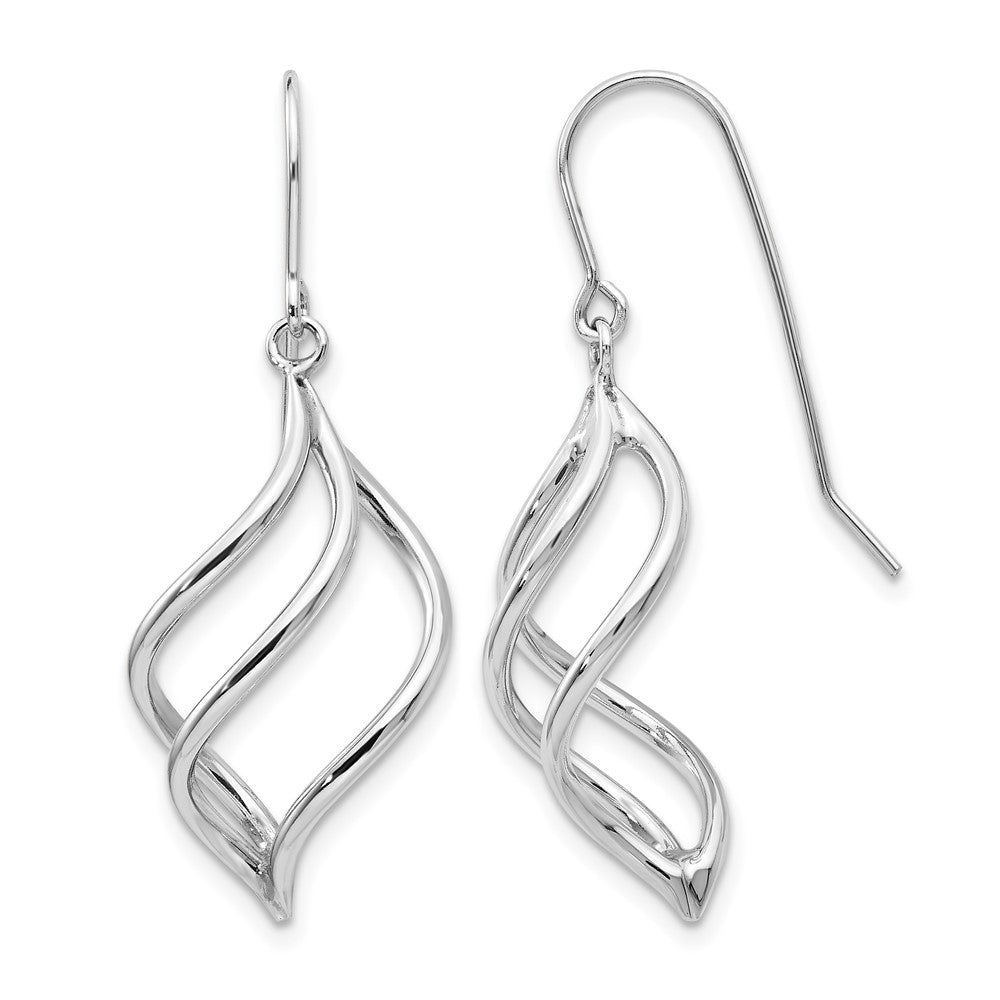 10k White Gold Swirl Dangle Earrings