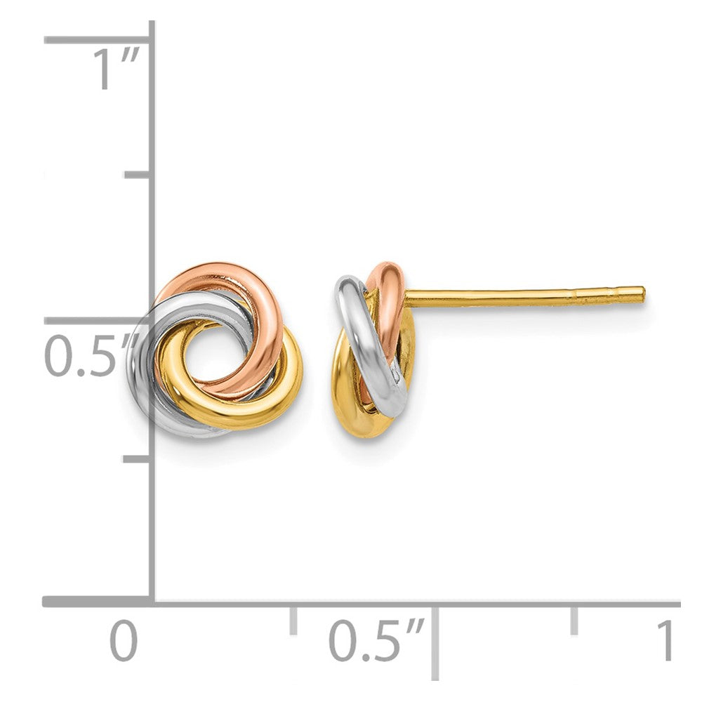 10k Tri-color Twisted Knot Post Earrings