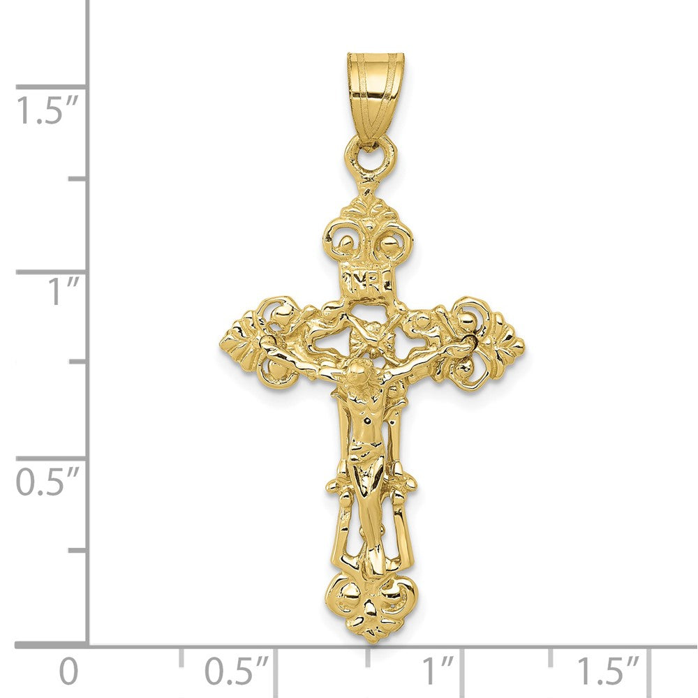 10k INRI Fleur De Lis Crucifix Pendant