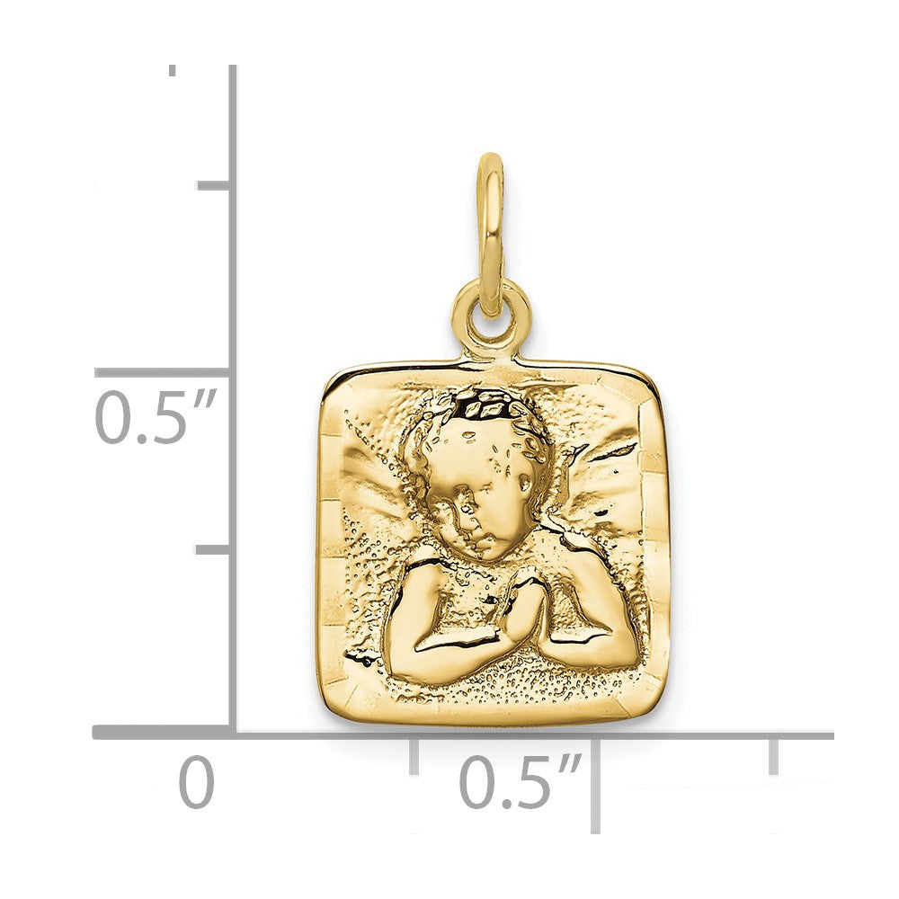 10k Satin & Diamond -cut Angel Charm