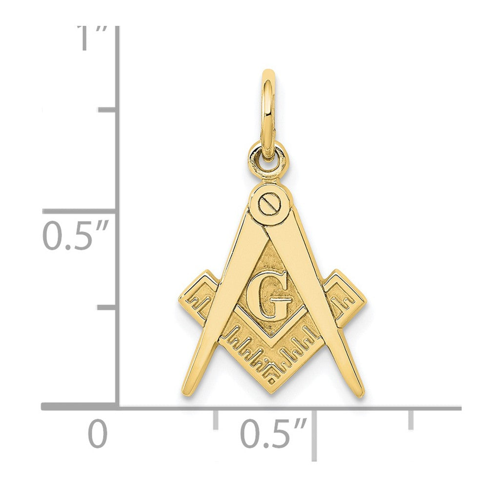 10k Polished and Textured Masonic Symbol Charm