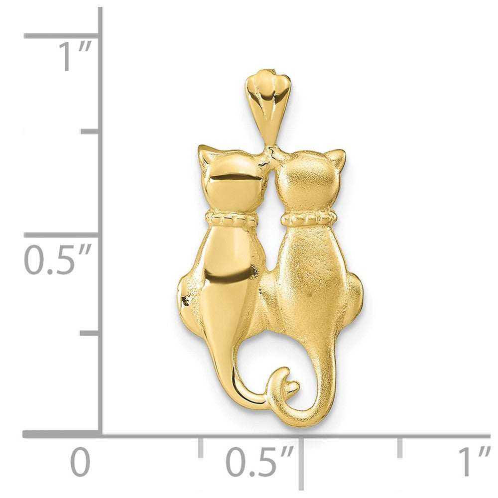 10k Satin & Polished Cats Pendant