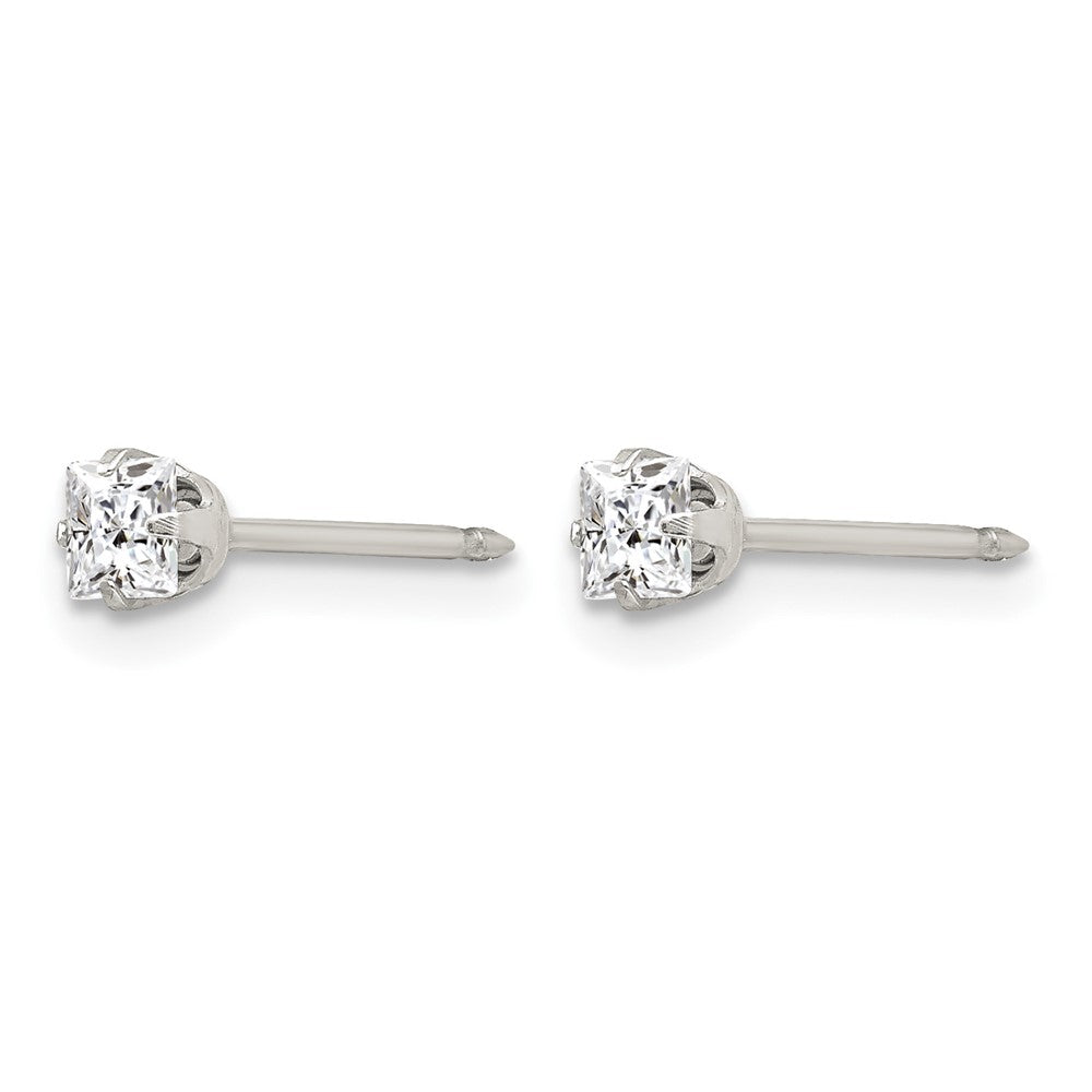 Inverness Stainless Steel 3mm Square CZ Post Earrings