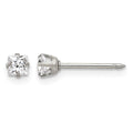 Inverness Stainless Steel 3mm Square CZ Post Earrings