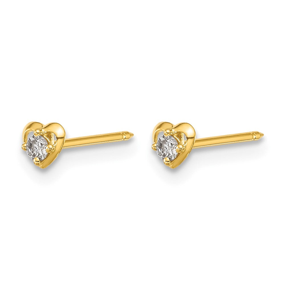 Inverness 14k Polished Heart With .03ct Diamond Earrings