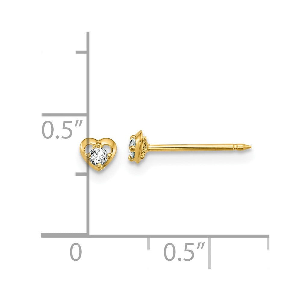 Inverness 14k Polished Heart With .03ct Diamond Earrings