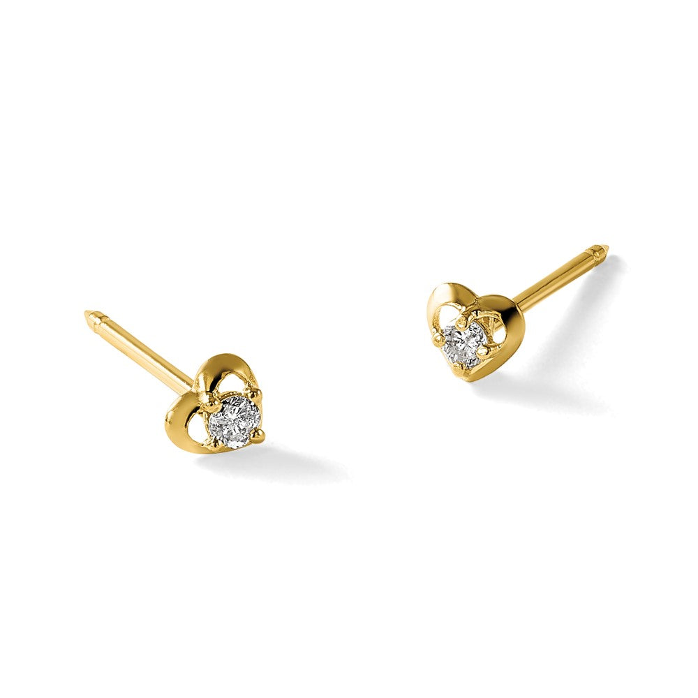 Inverness 14k Polished Heart With .03ct Diamond Earrings