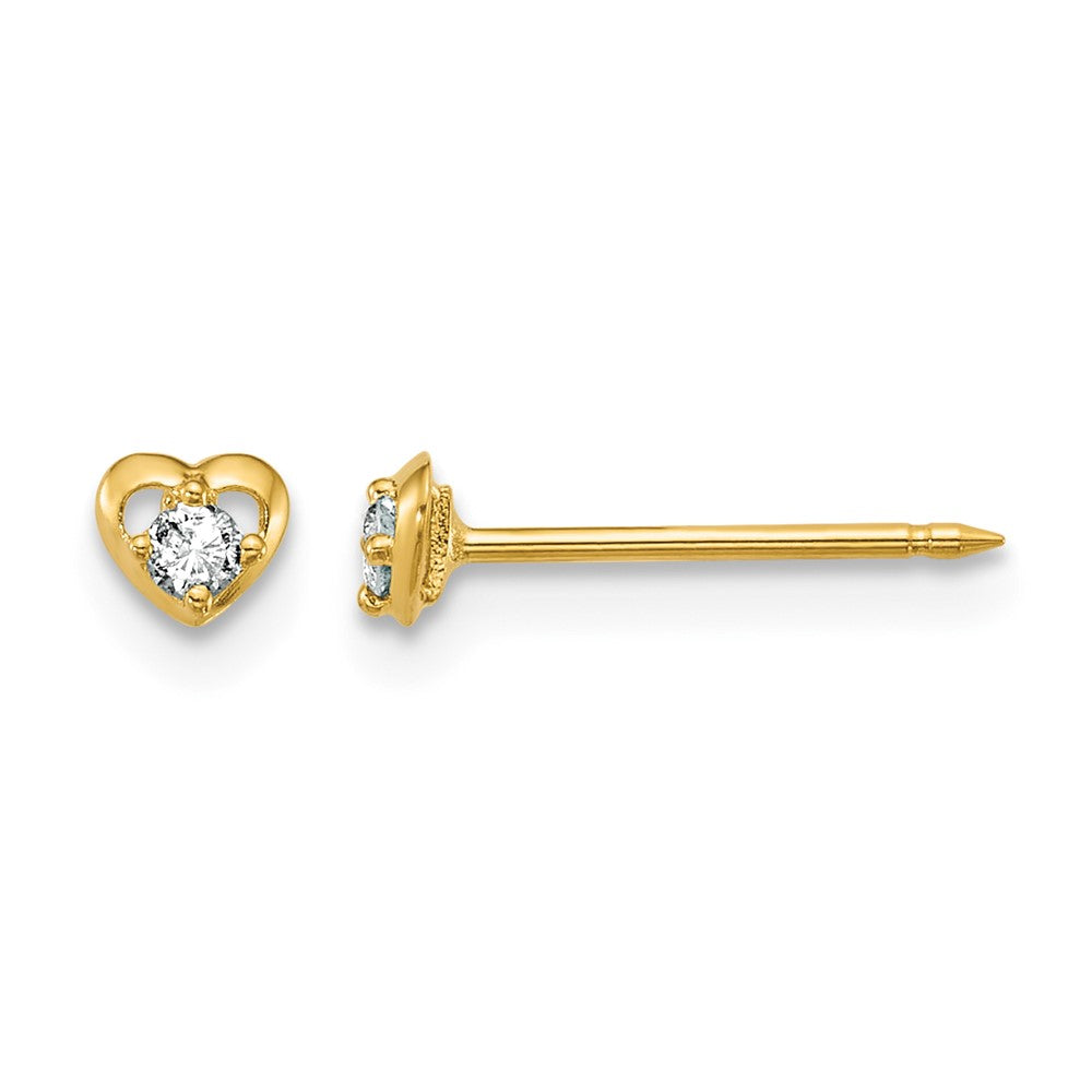 Inverness 14k Polished Heart With .03ct Diamond Earrings