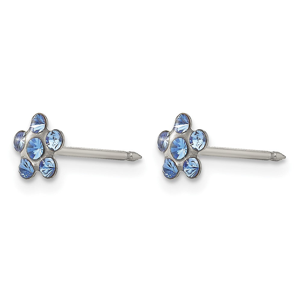 Inverness Stainless Steel Blue Crystal Post Earrings