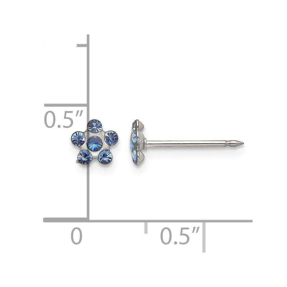 Inverness Stainless Steel Blue Crystal Post Earrings