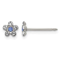 Inverness Stainless Steel Clear & Blue Crystal Post Flower Earrings