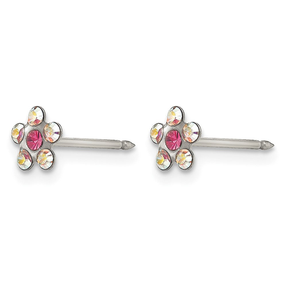 Inverness Stainless Steel Clear/Rose Crystal Post Earrings