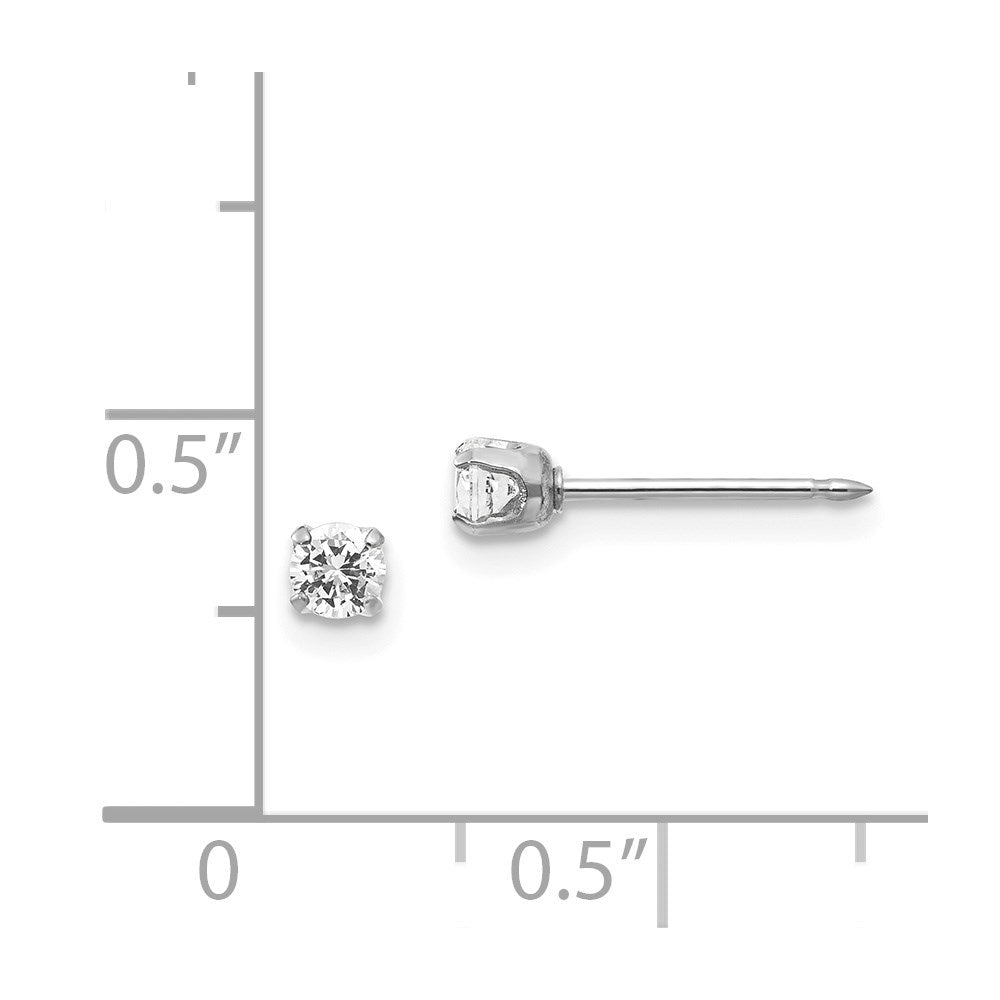 Inverness 14k White Gold 3mm CZ Post Earrings