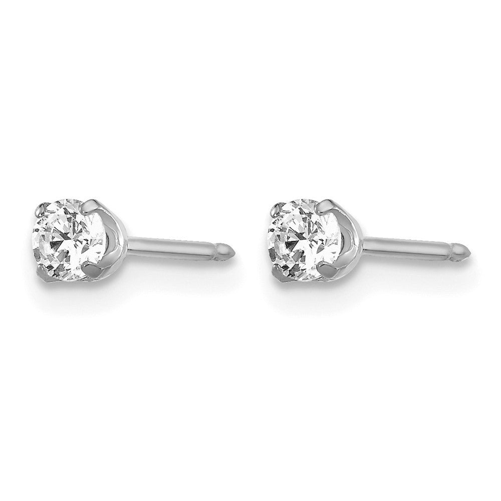 Inverness 14k White Gold 3mm CZ Stud Short Post Earrings
