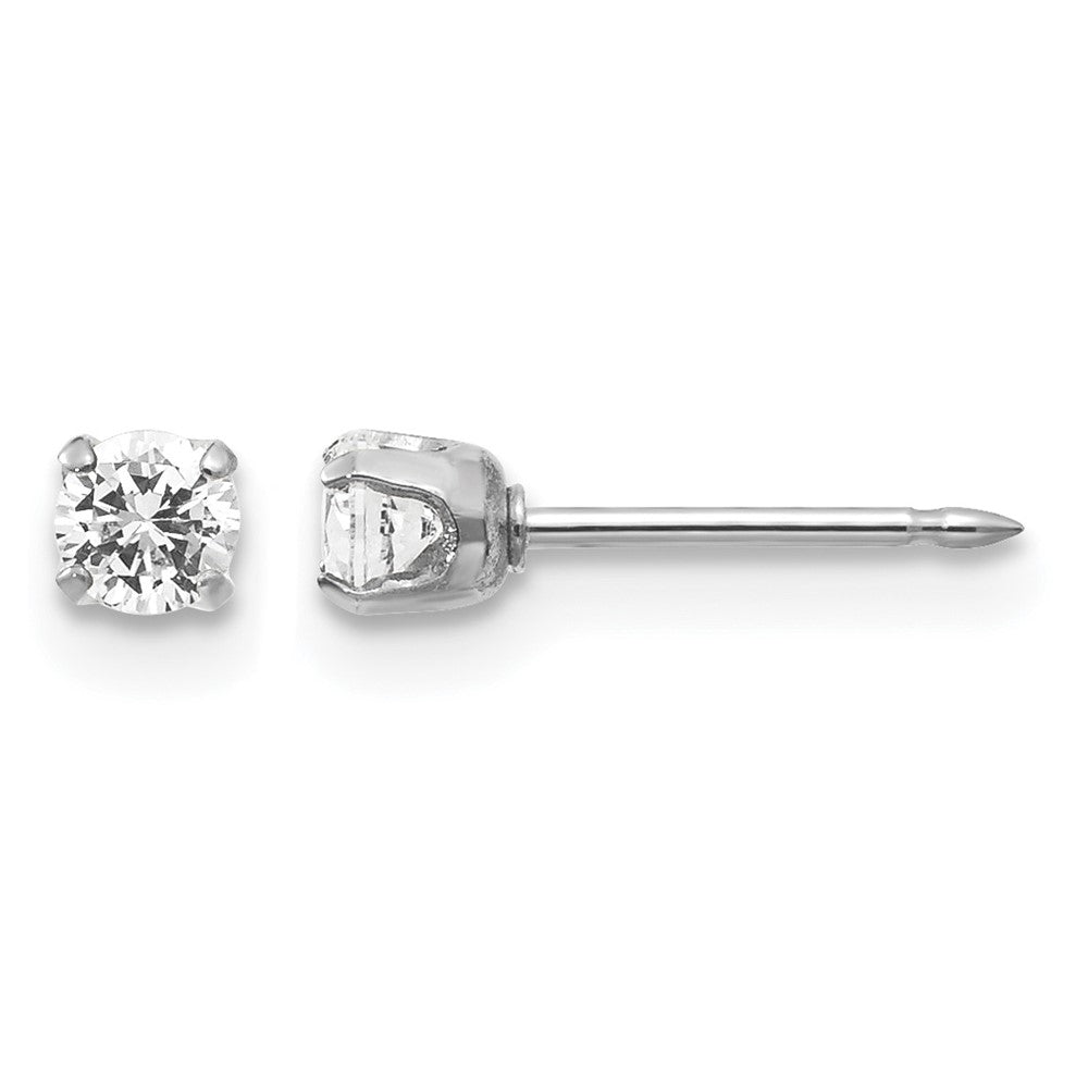 Inverness 14k White Gold 3mm CZ Stud Short Post Earrings