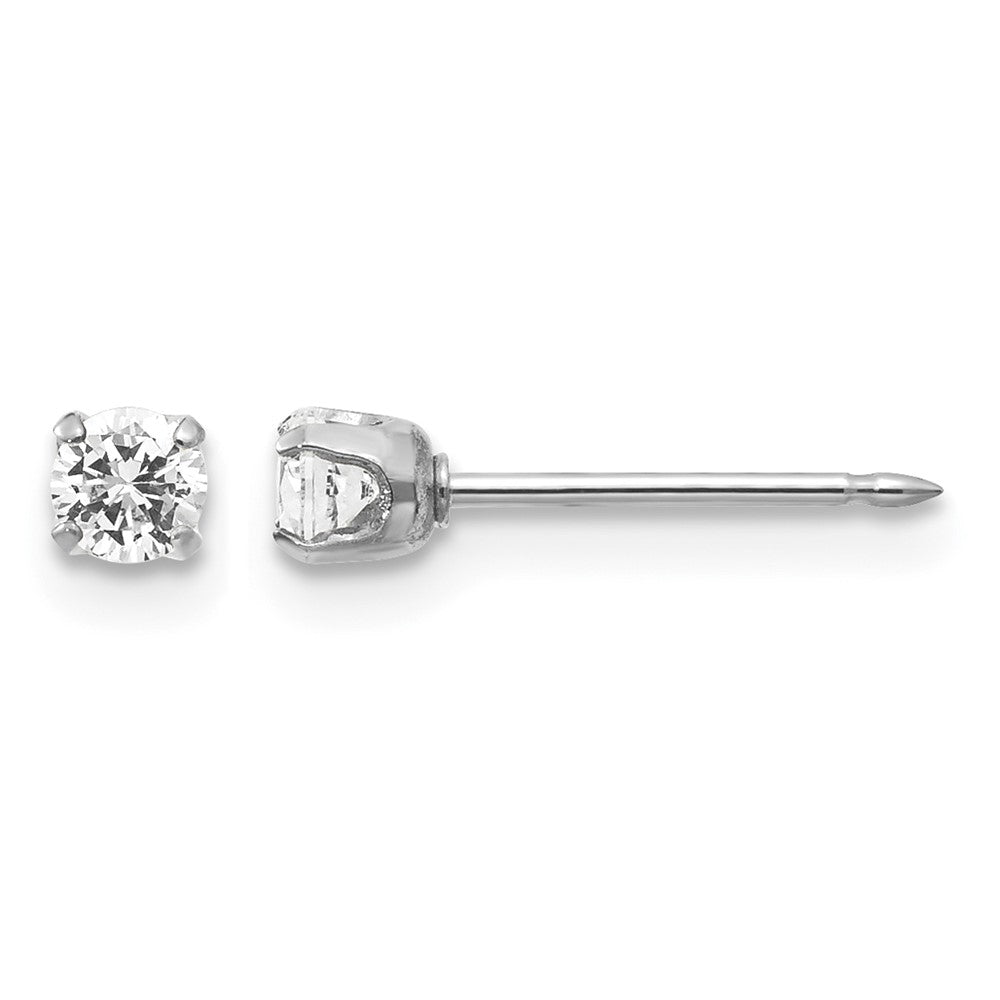 Inverness 14k White Gold 3mm CZ Post Earrings