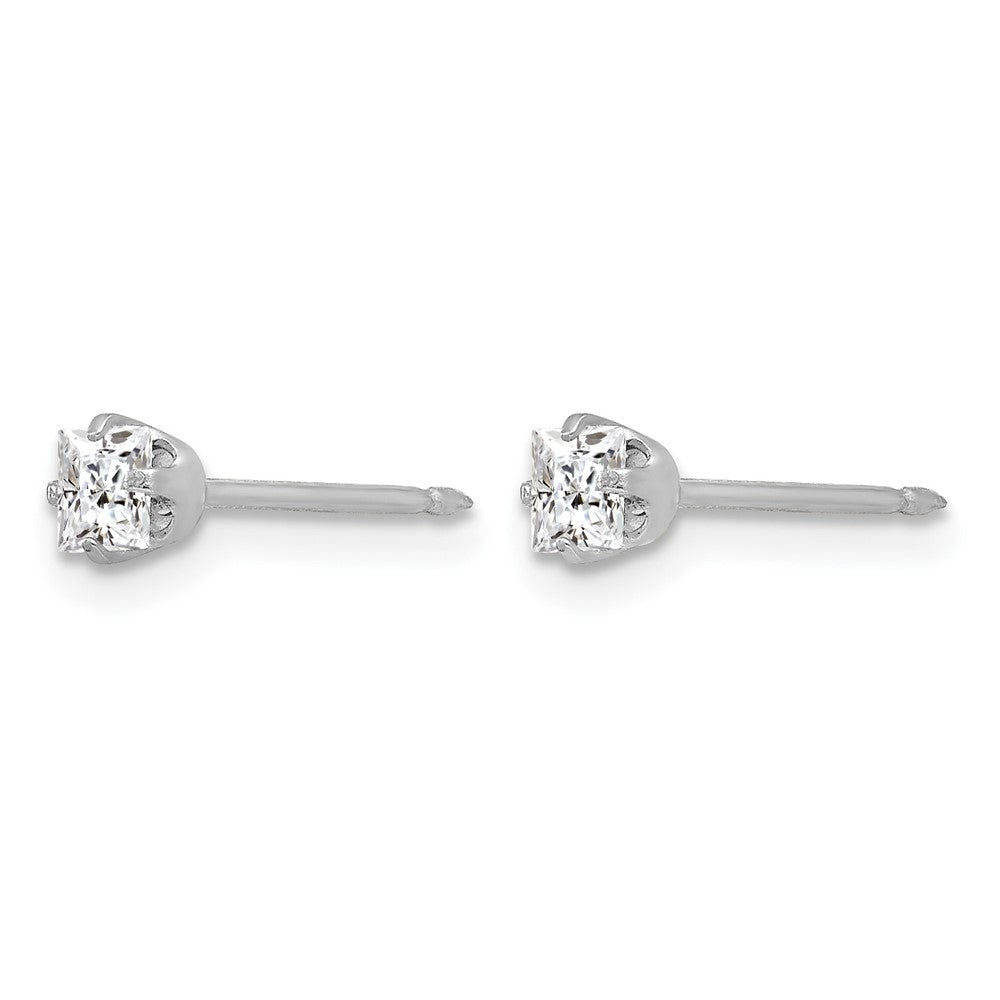 Inverness 14k White Gold 3mm Square CZ Post Earrings