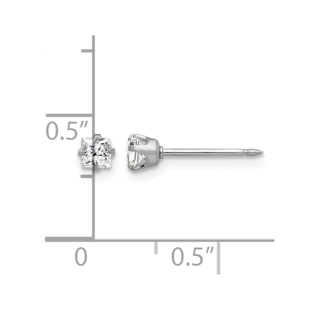 Inverness 14k White Gold 3mm Square CZ Post Earrings