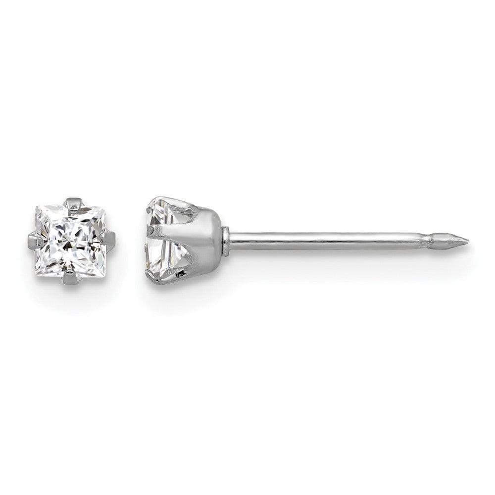 Inverness 14k White Gold 3mm Square CZ Post Earrings