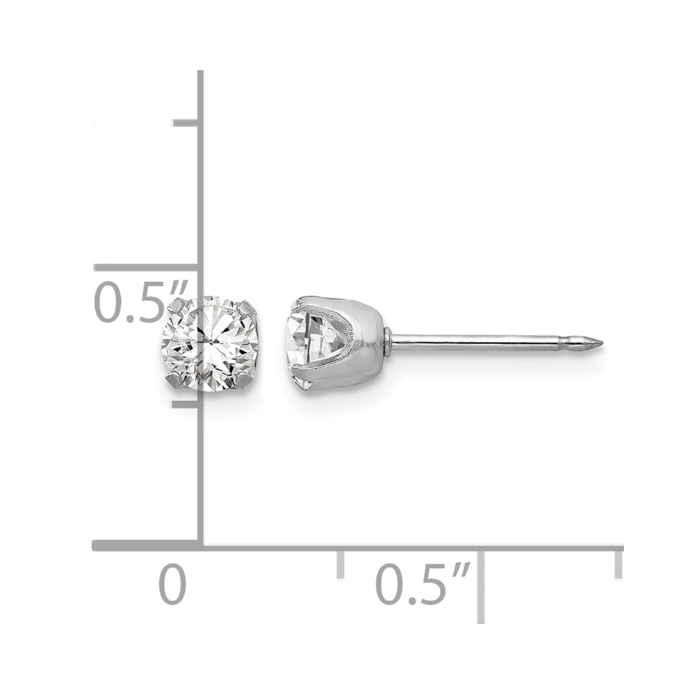 Inverness 14k White Gold 4.25mm CZ Post Earrings