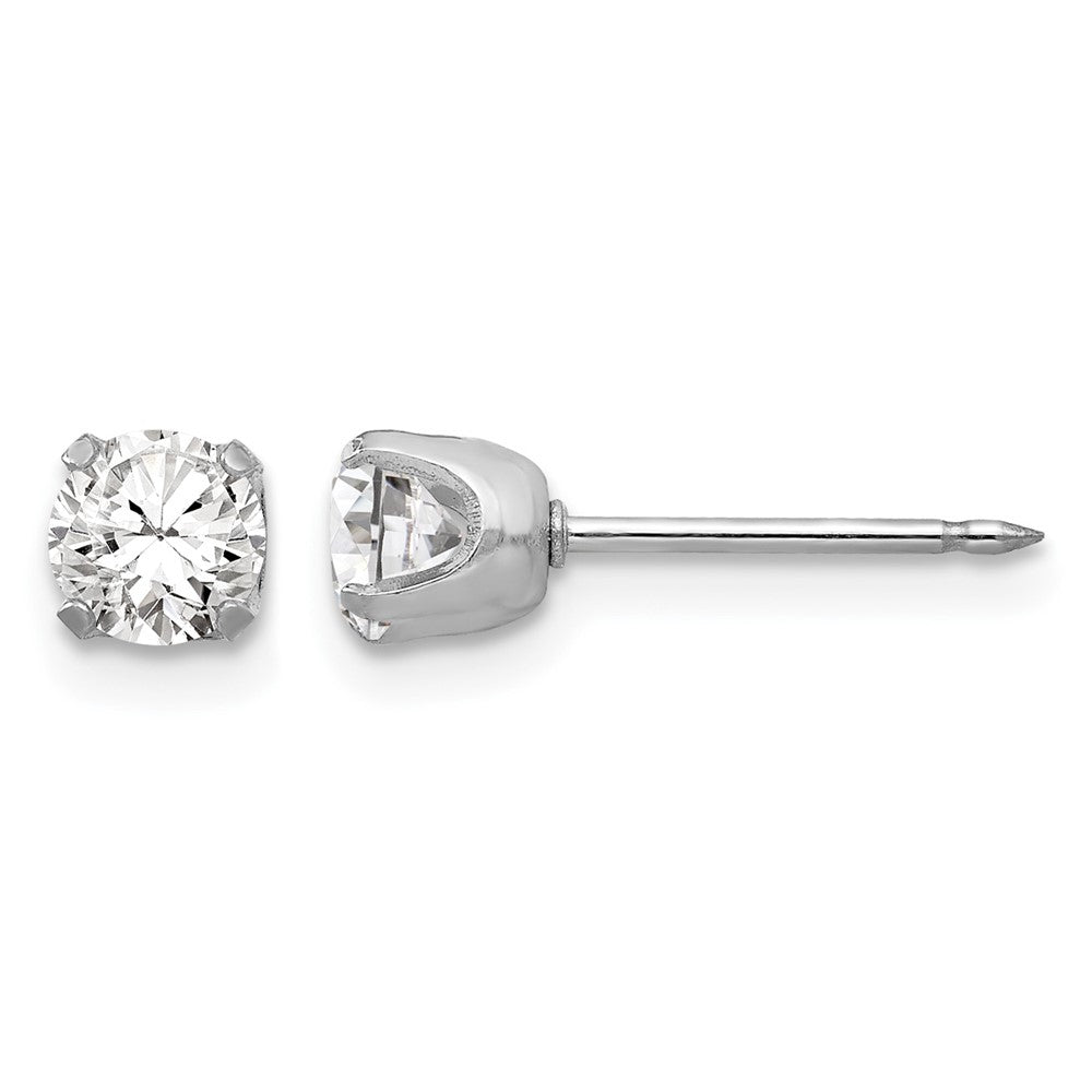 Inverness 14k White Gold 4.25mm CZ Post Earrings