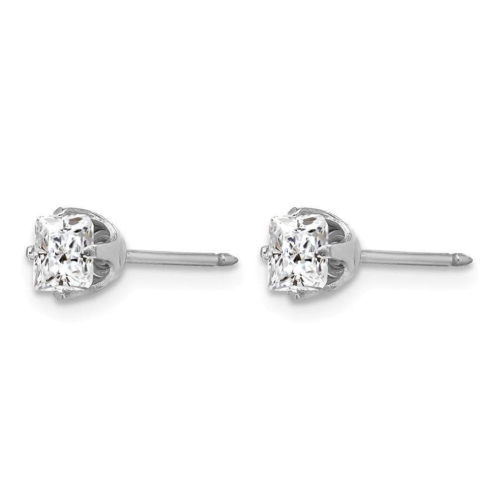 Inverness 14k White Gold 5mm Sq CZ Post Earrings
