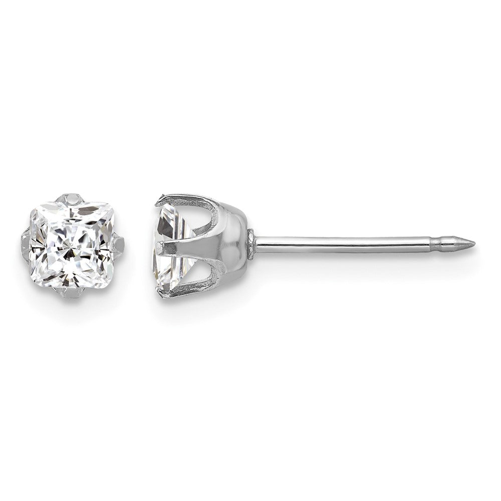 Inverness 14k White Gold 5mm Sq CZ Post Earrings