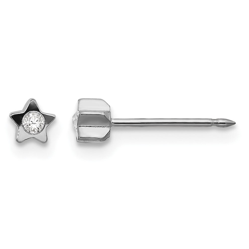 Inverness Stainless Steel Polished Crystal in Star Earrings