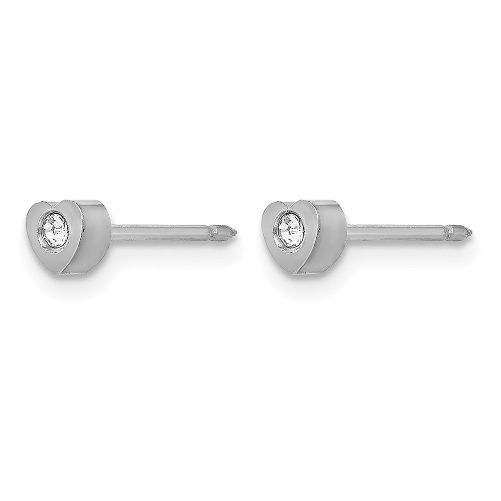Inverness Stainless Steel Polished Crystal in Heart Earrings