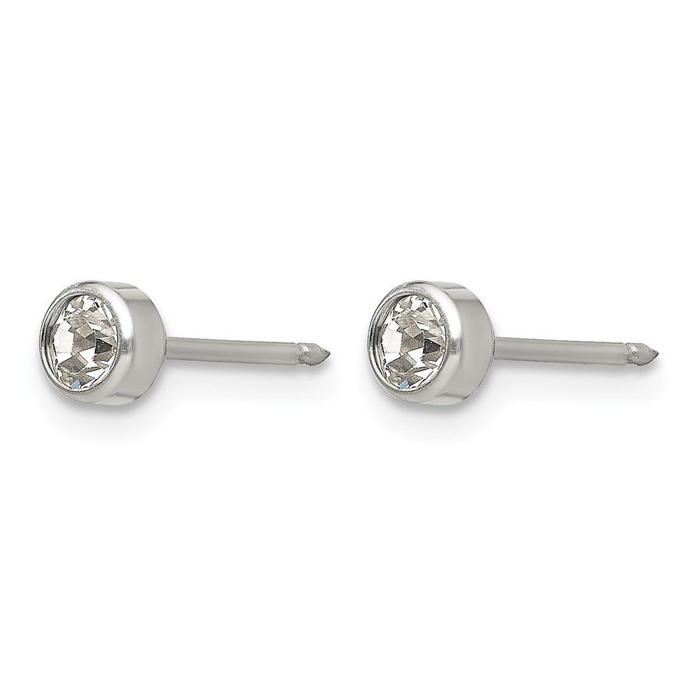 Inverness Titanium 4mm Bezel Crystal Earrings