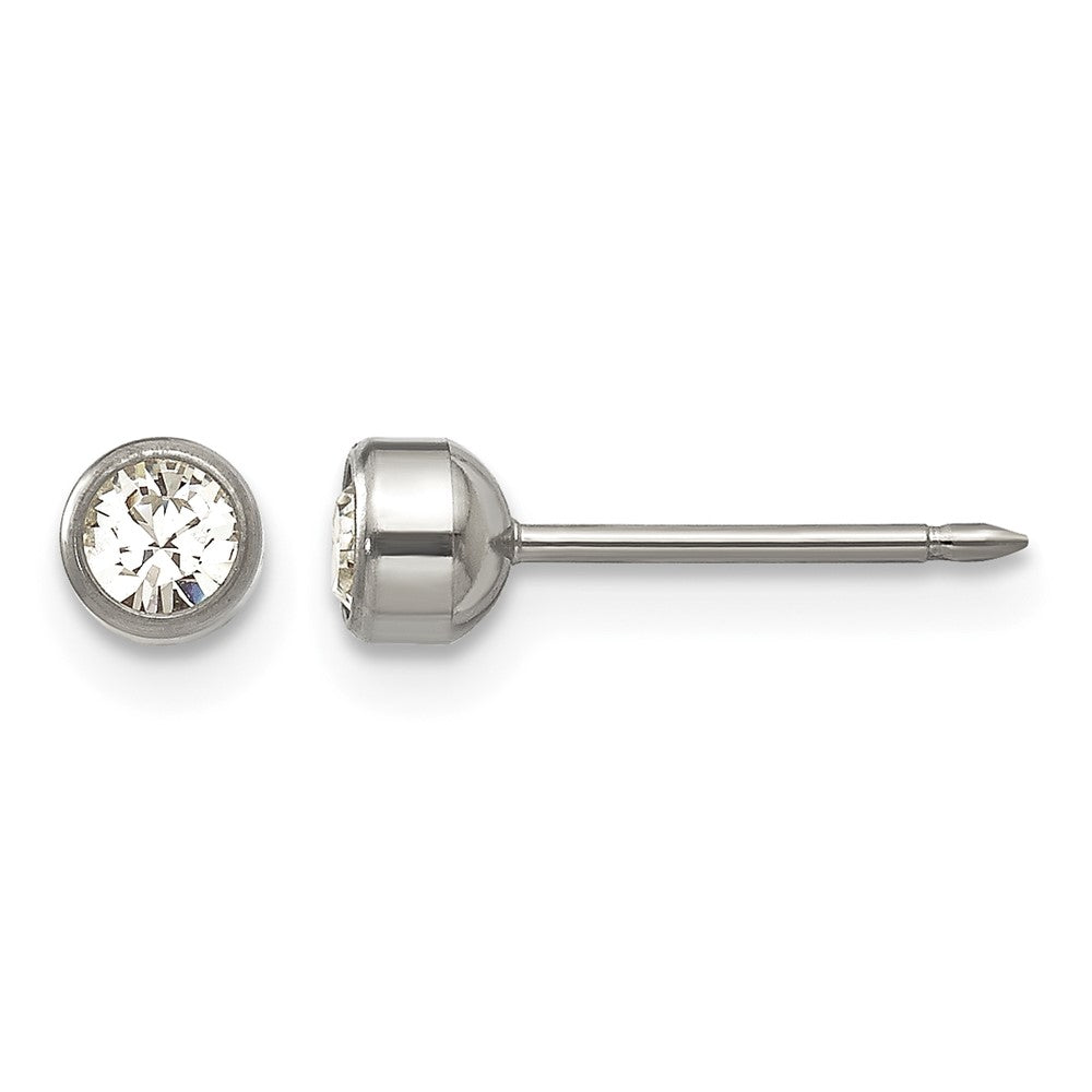 Inverness Titanium 4mm Bezel Crystal Earrings