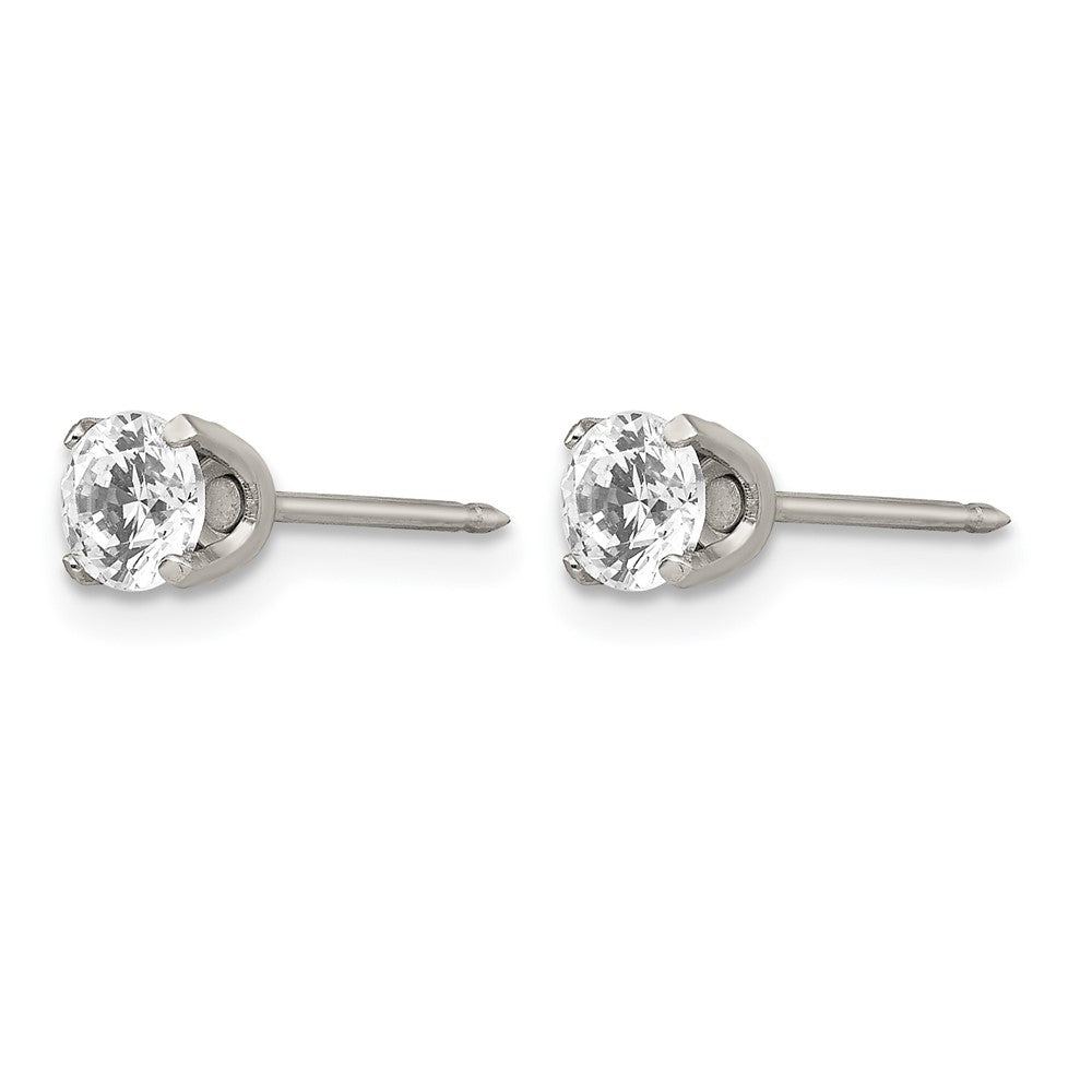 Inverness Stainless Steel Polished 5mm CZ Post Earrings