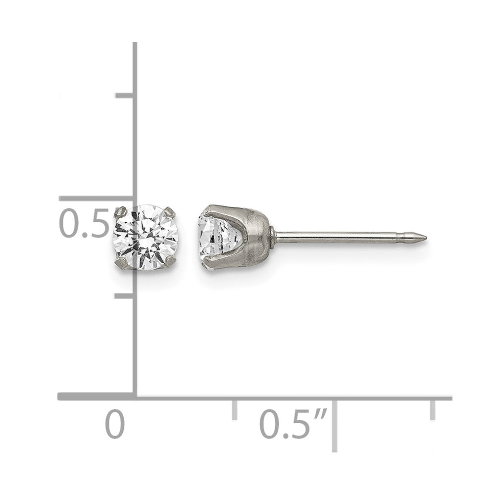 Inverness Stainless Steel Polished 5mm CZ Post Earrings