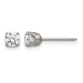 Inverness Stainless Steel Polished 5mm CZ Post Earrings