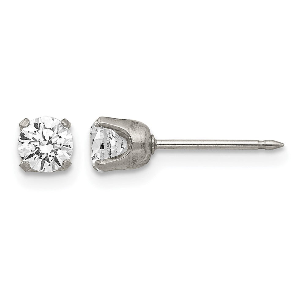 Inverness Stainless Steel Polished 5mm CZ Post Earrings