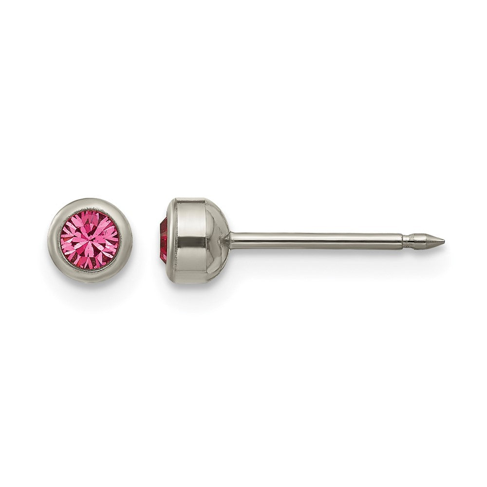 Inverness Titanium 4mm Rose Crystal Bezel Earrings