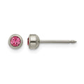 Inverness Titanium 4mm Rose Crystal Bezel Earrings