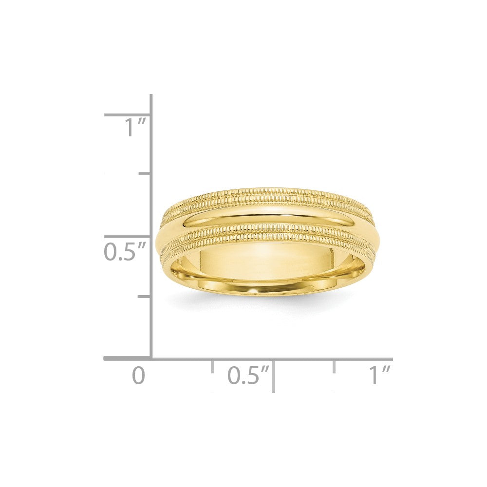 10KY 6mm Double Milgrain Comfort Fit Band