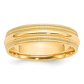 10KY 6mm Double Milgrain Comfort Fit Band