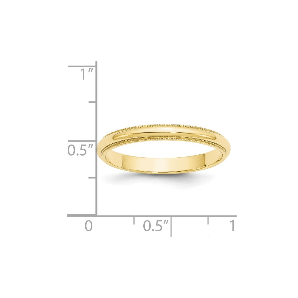 10KY 3mm Milgrain Half Round Band