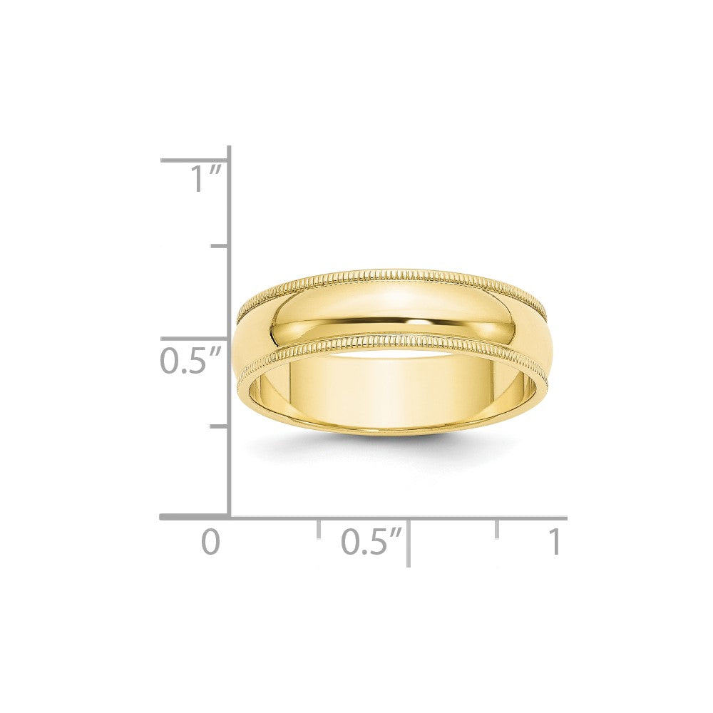 10KY 6mm Milgrain Half Round Band