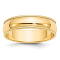 10KY 6mm Milgrain Half Round Band
