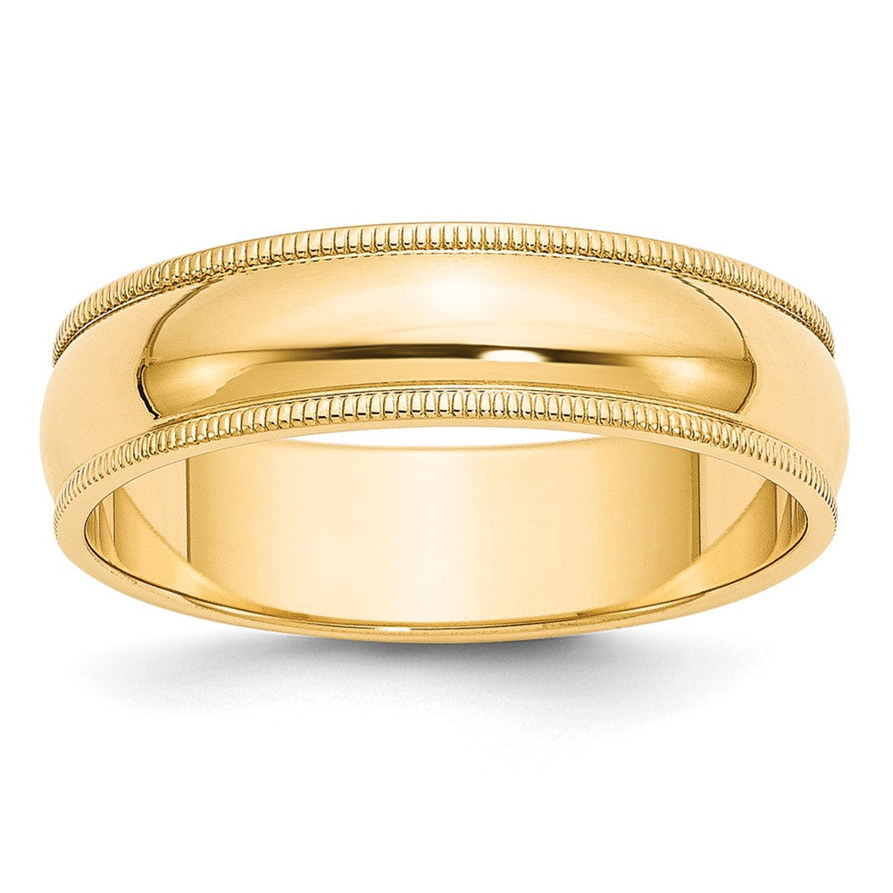 10KY 6mm Milgrain Half Round Band