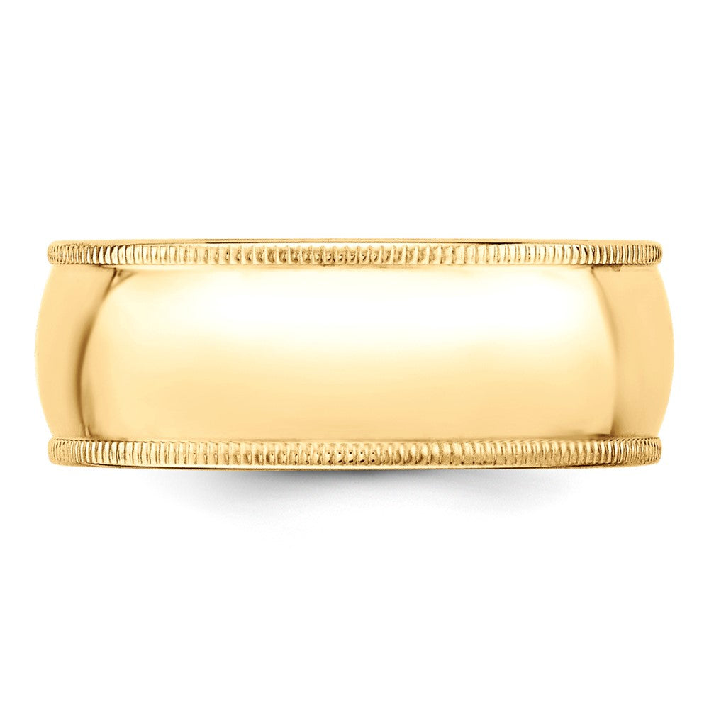 10KY 8mm Milgrain Half Round Band