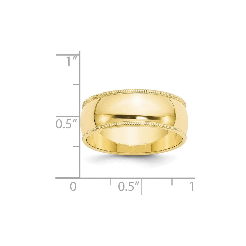 10KY 8mm Milgrain Half Round Band